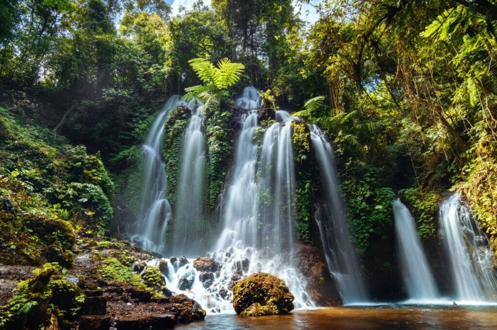 Banyu Amerta waterfall in north of Bali, Indonesia