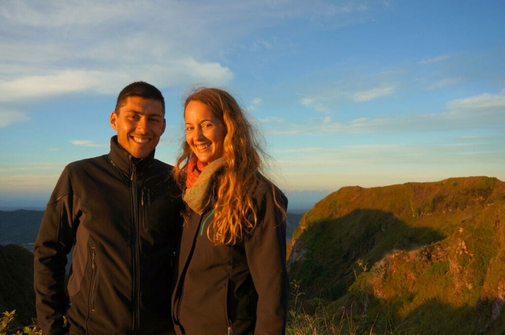 at the top of the mount batur for the sunrise in Bali