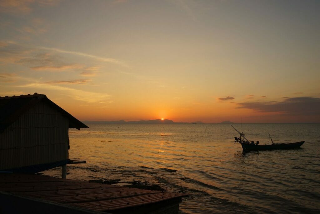 coucher de soleil à Kep