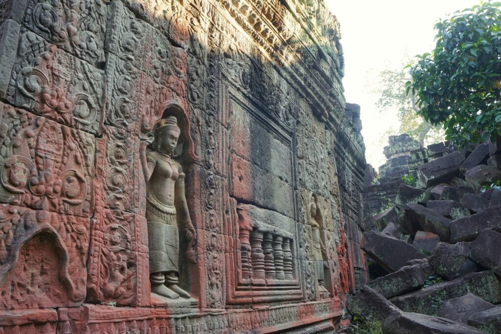 un bas-relief d'un temple d'Angkor, au Cambodge