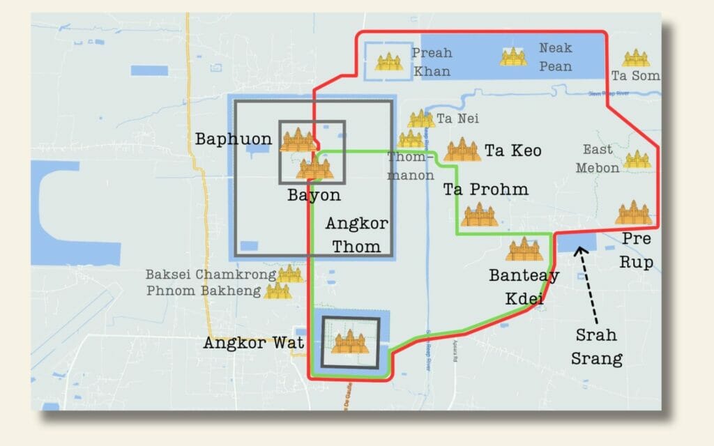 carte des temples d'Angkor