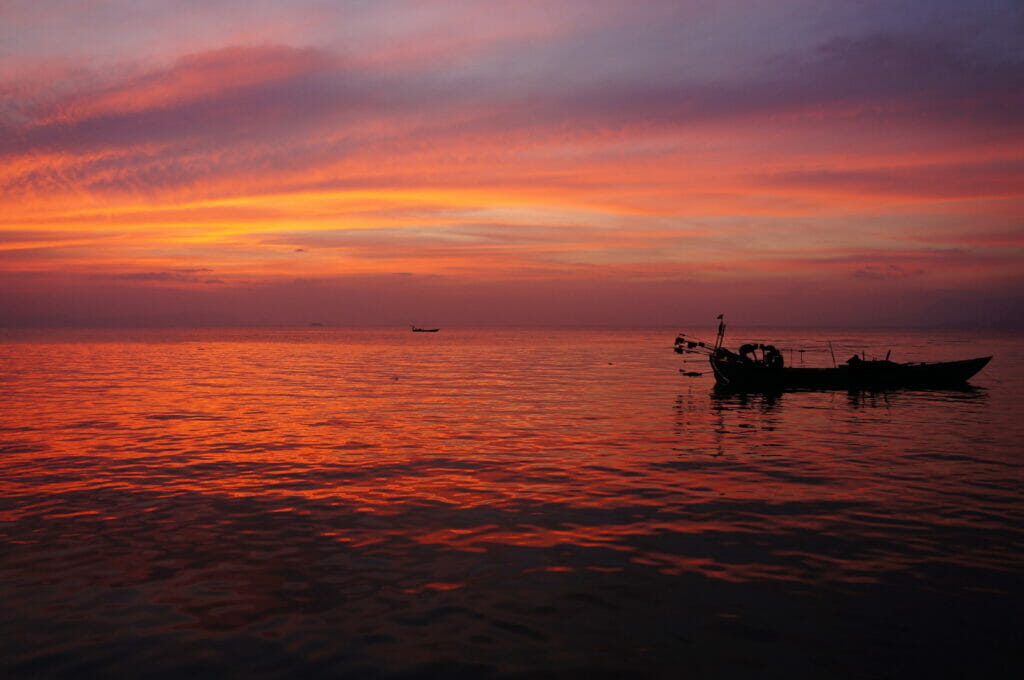 coucher de soleil à Kep au Cambodge