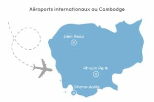 la carte des aéroports internationaux au Cambodge