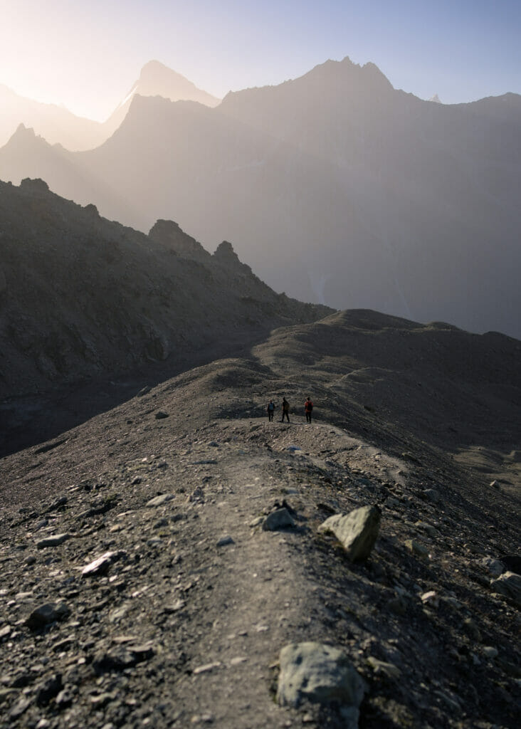 descente sur la moraine