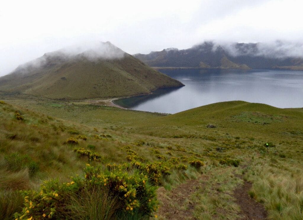view of the Mojanda lakes from Mount Fuya Fuya