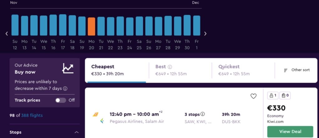 Momondo flight ticket comparator