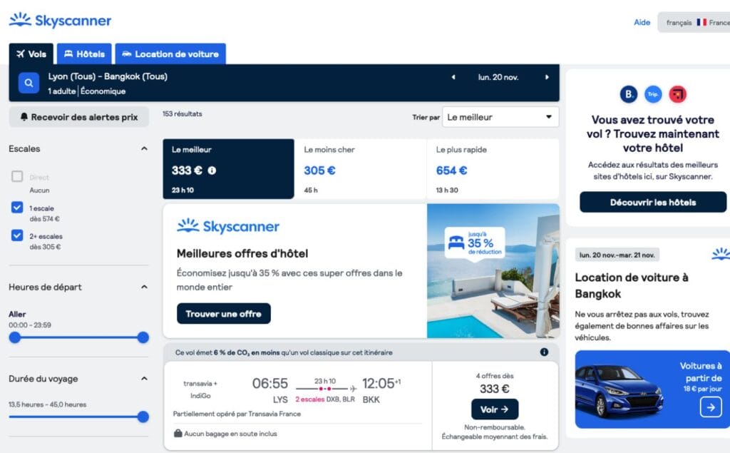 skyscanner comparateur de billets avion