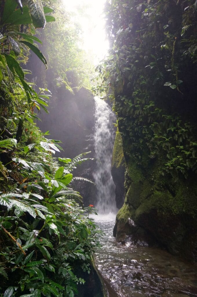 une des cascades du sanctuaire des cascades à Mindo
