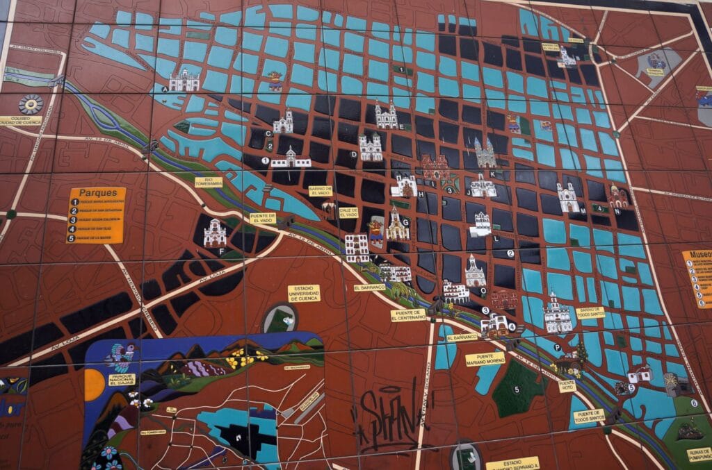 fresque représentant la carte de Cuenca