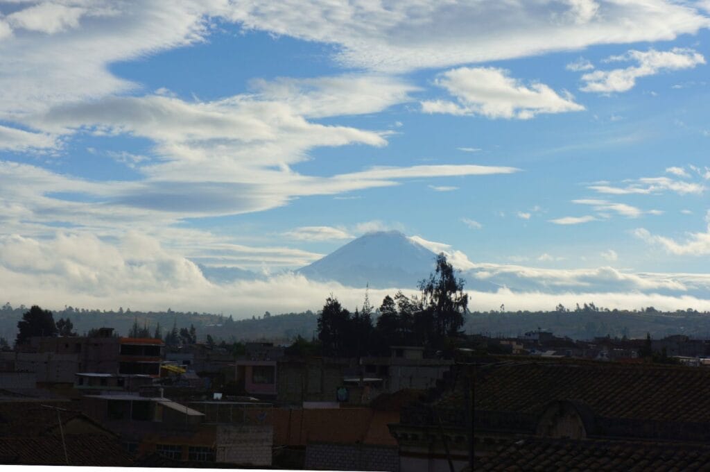 view of Cotopaxi from Latacunga
