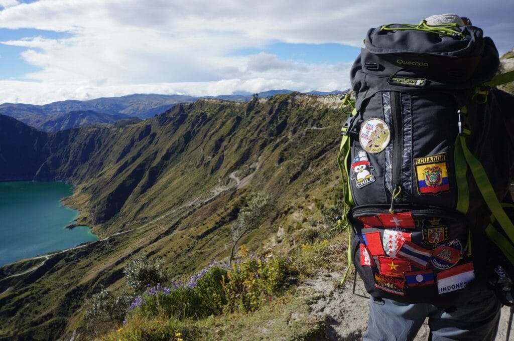 On the trail along Quilotoa Lagoon in Ecuador