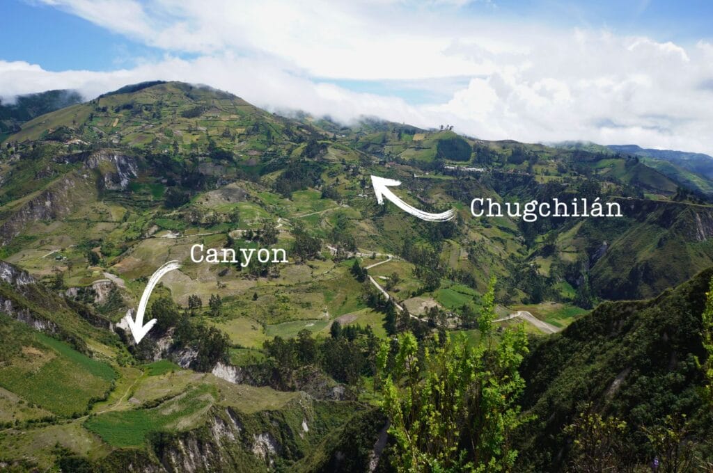 vue sur le canyon et Chugchilán lors de la Quilotoa loop