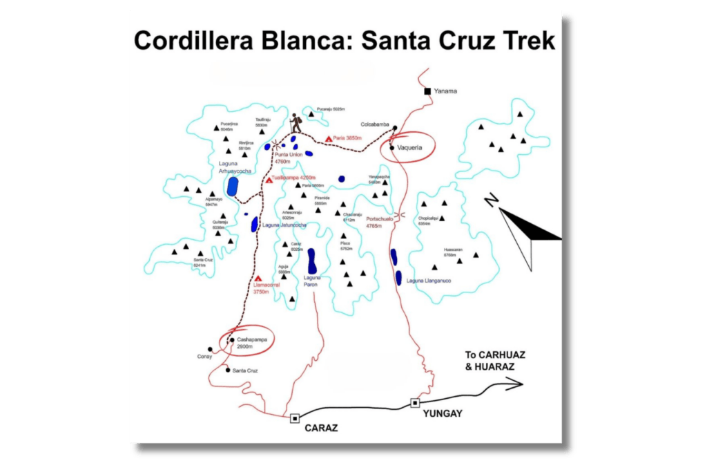 Santa Cruz trek map