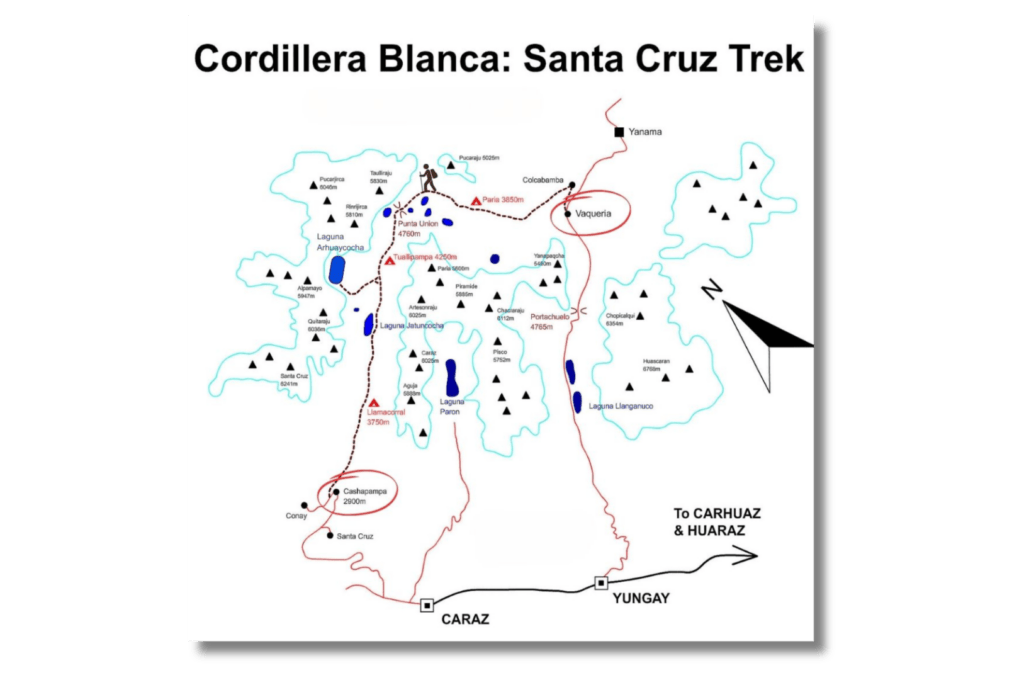 carte du trek de santa cruz