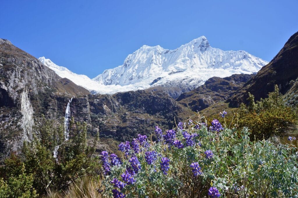 la cordillère blanche sur le sentier de la laguna 69 du parc national de Huascarán au Pérou