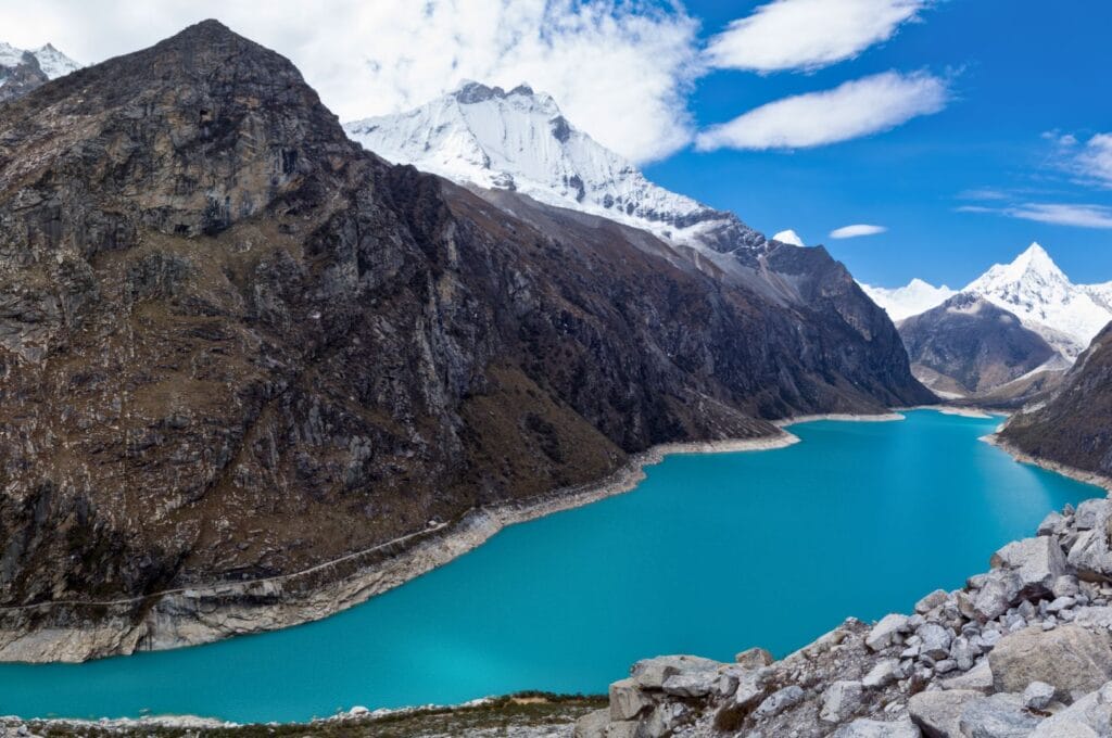 the Laguna Paròn overlooked by the Cordillera Blanca in Peru