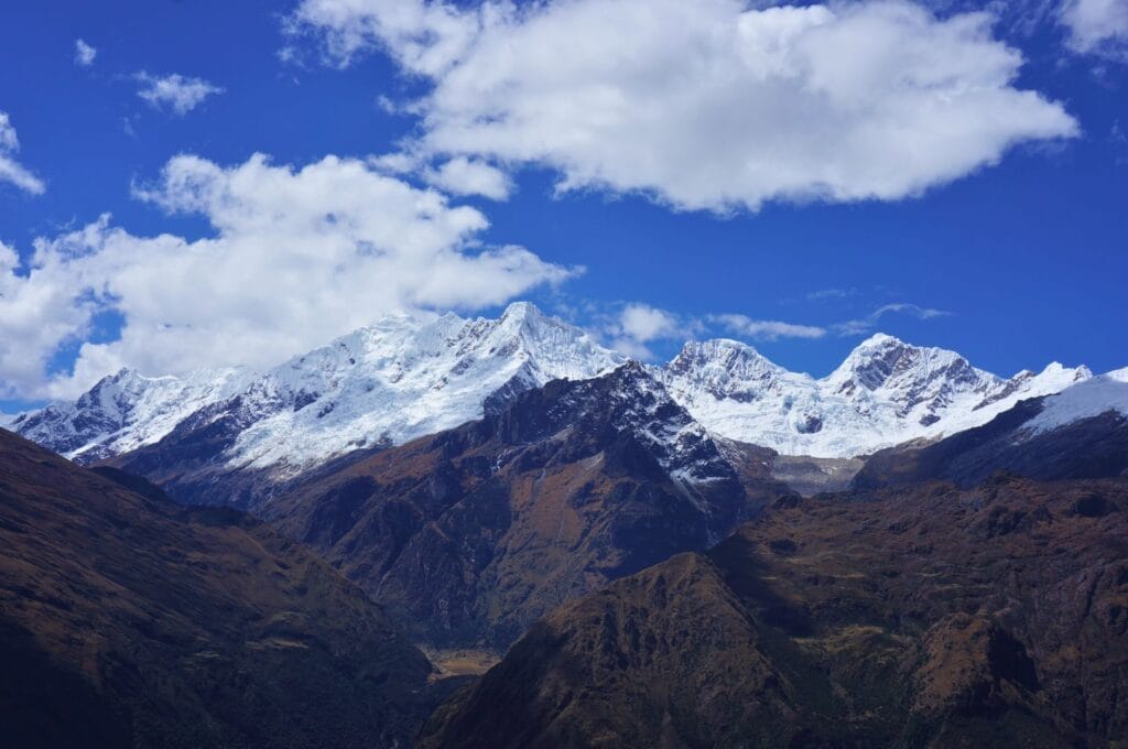 vue sur les glaciers de la cordillère des Andes