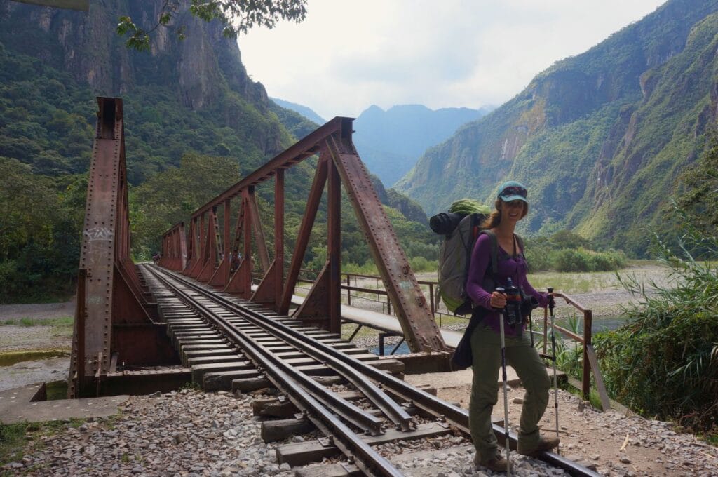 on the train tracks between Hidroelectrica and Aguas Calientes