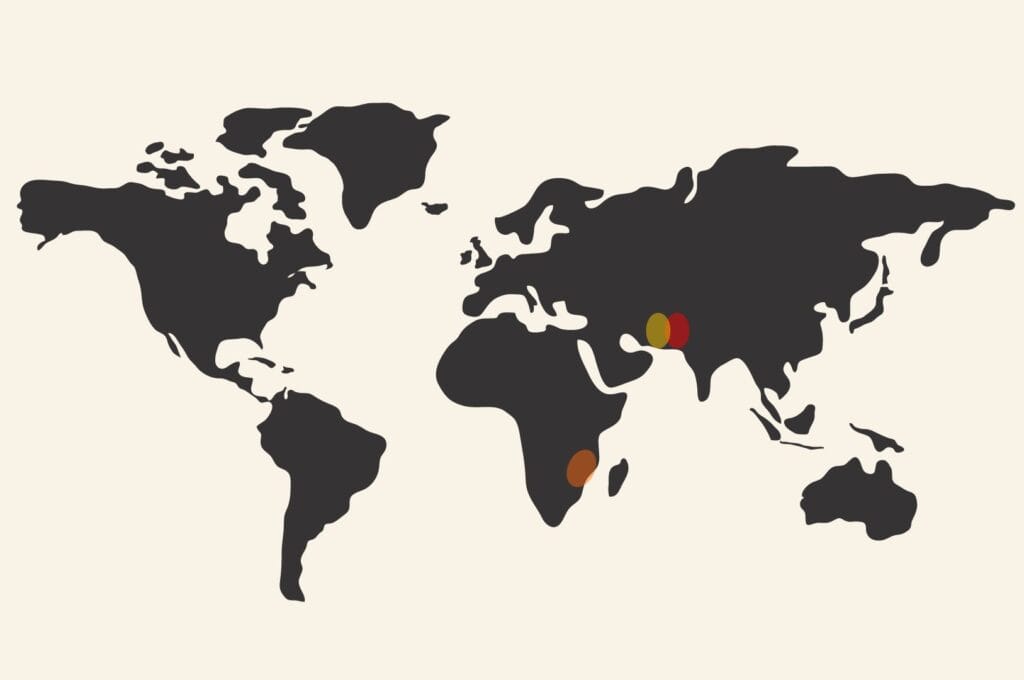 Map of poliomyelitis risk zones