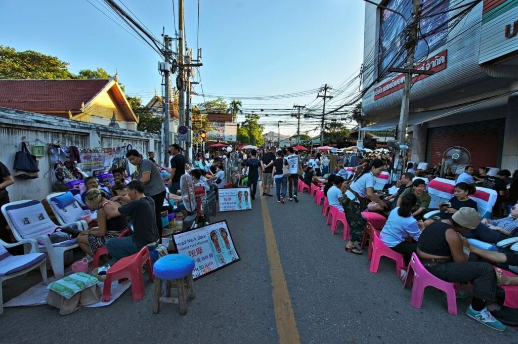 daylight market on a Chiang Mai street