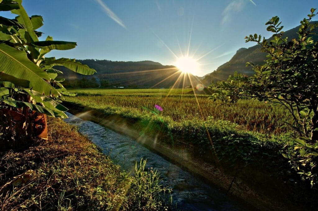 coucher de soleil à Sop Pong