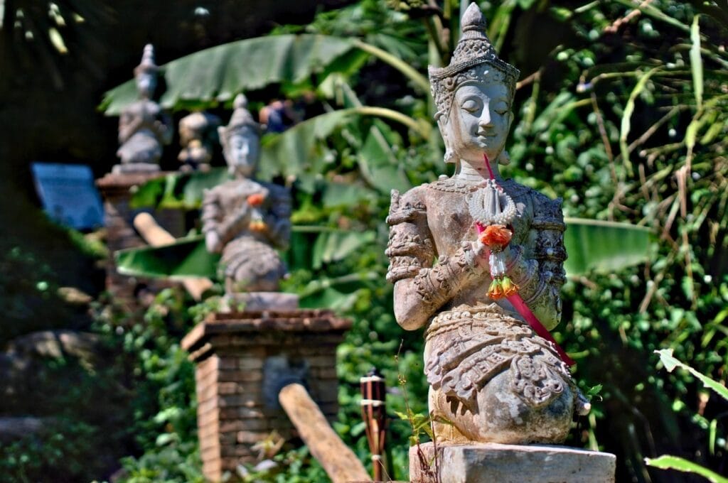 Statues around Wat Pha Lat temple