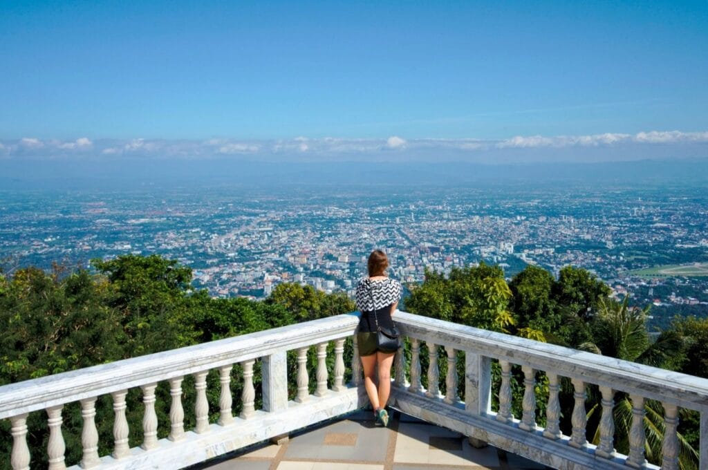 vue sur la ville Fabienne at the Wat Phra Doi Suthep temple overlooking Chiang Mai
