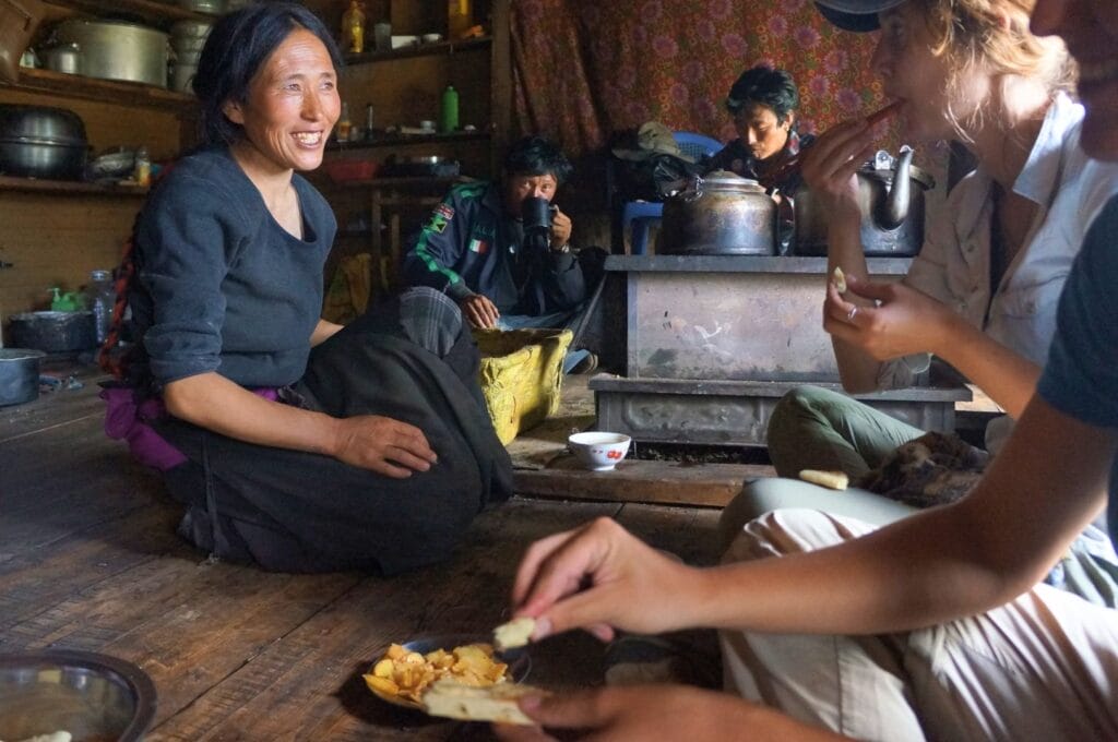 repas pris chez l'habitant durant le trek