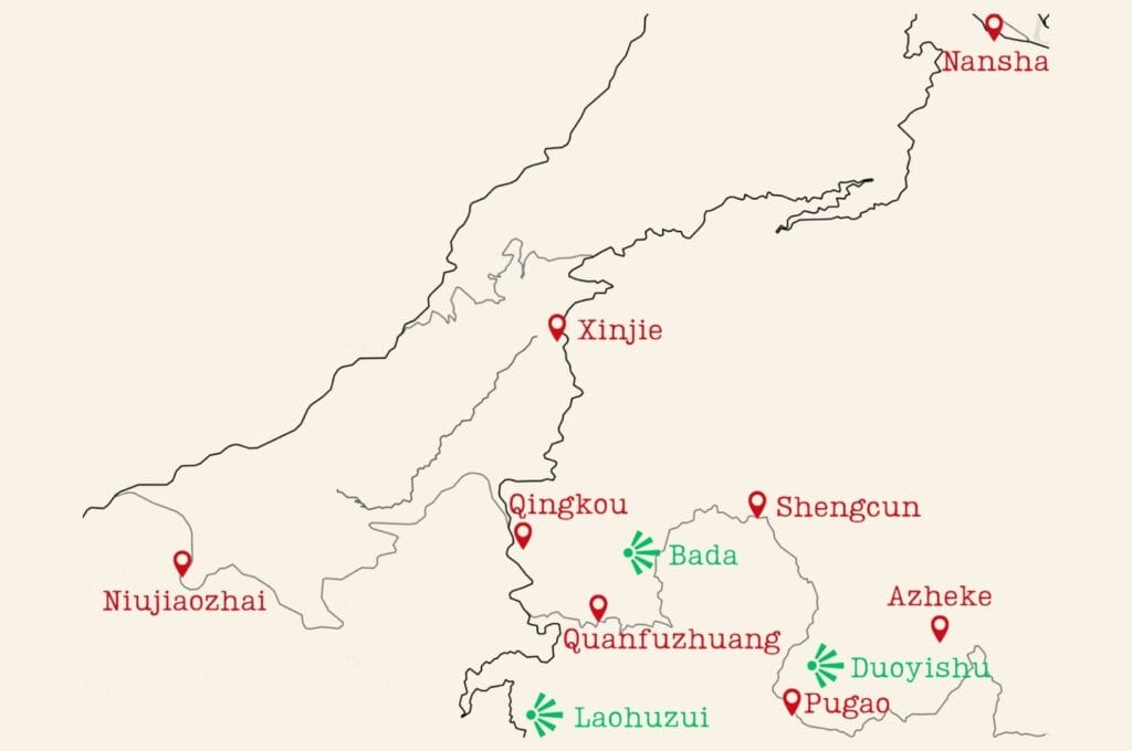 carte des rizières de Yuanyang dans le Yunnan en Chine