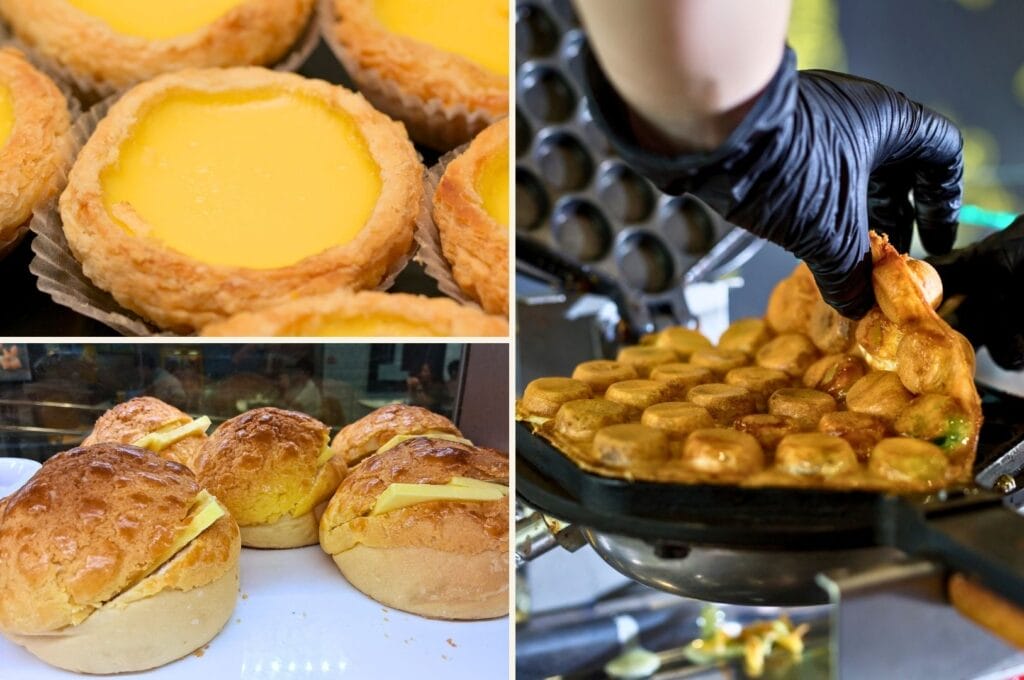 les tartes aux œufs, les pineapple buns et les bubble waffles