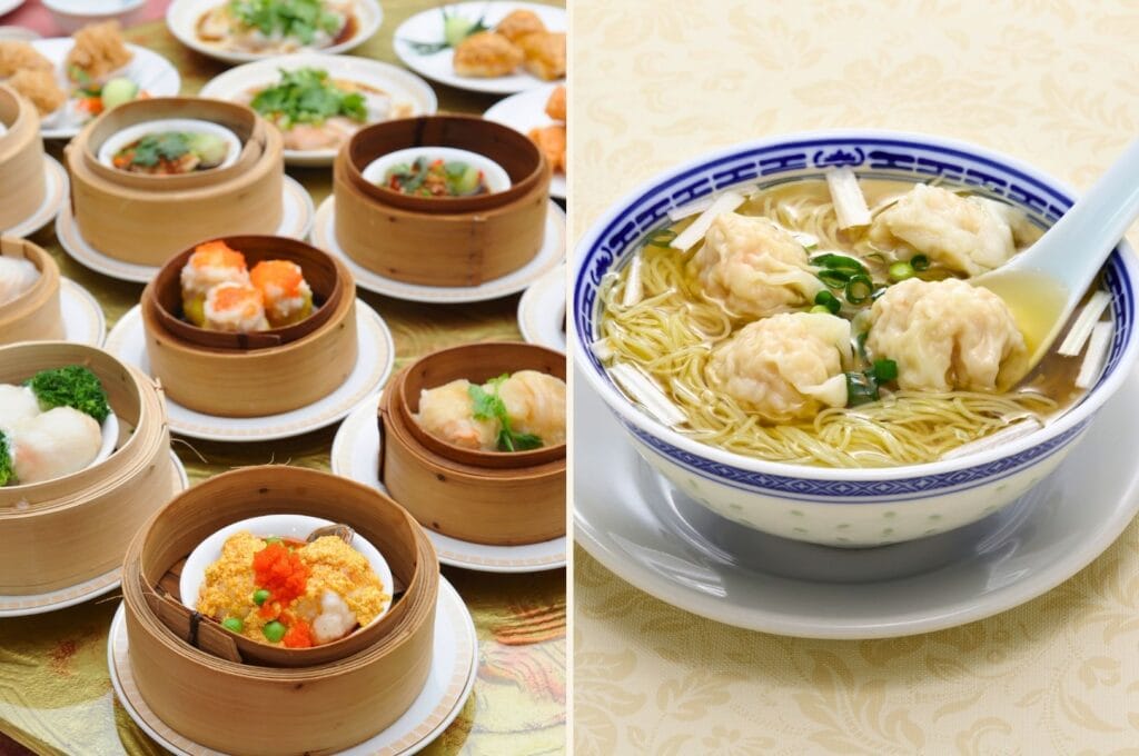 les dim sum et les nouilles aux wontons
