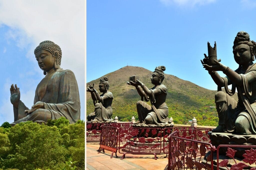 le bouddha géant Tian Tan et des statues autour