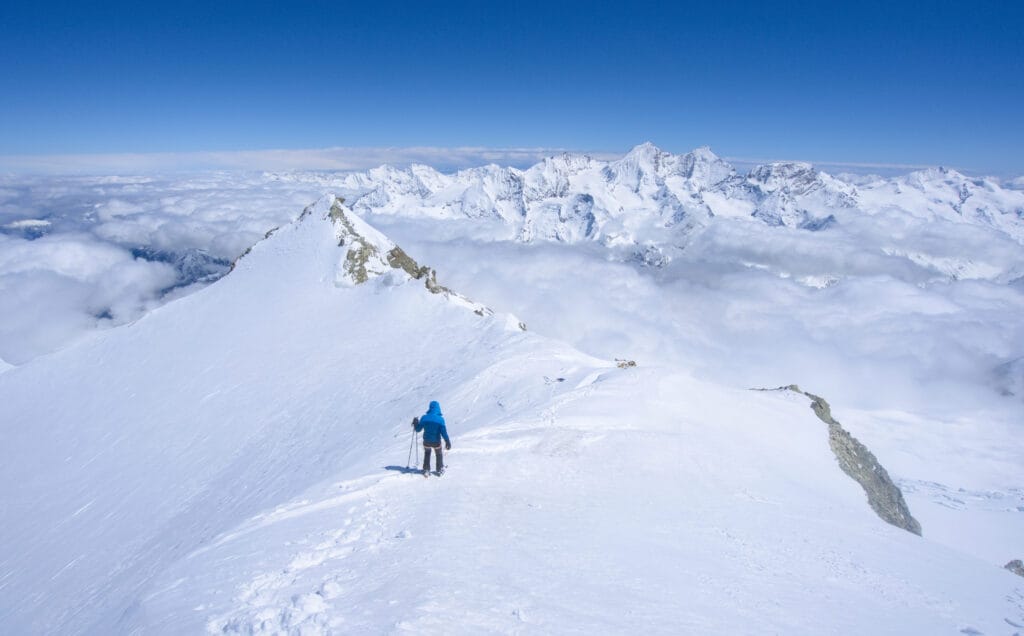 David qui redescend du sommet du Bishorn