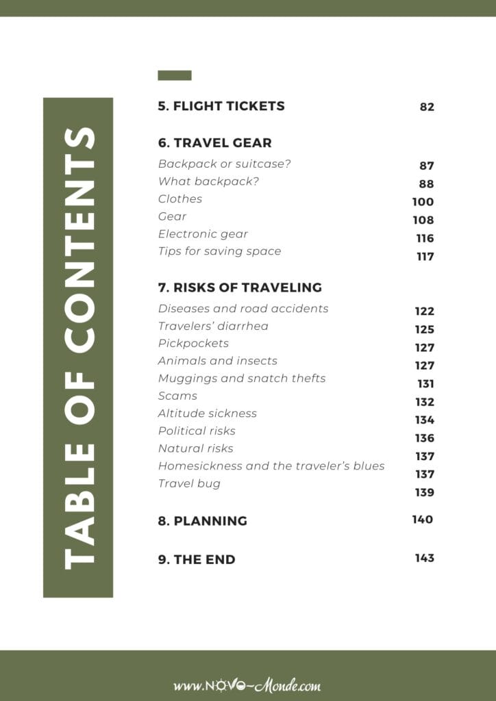 table of contents