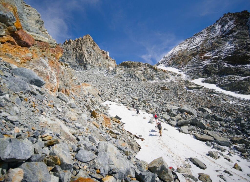 névé à traverser pour aller à Bertol