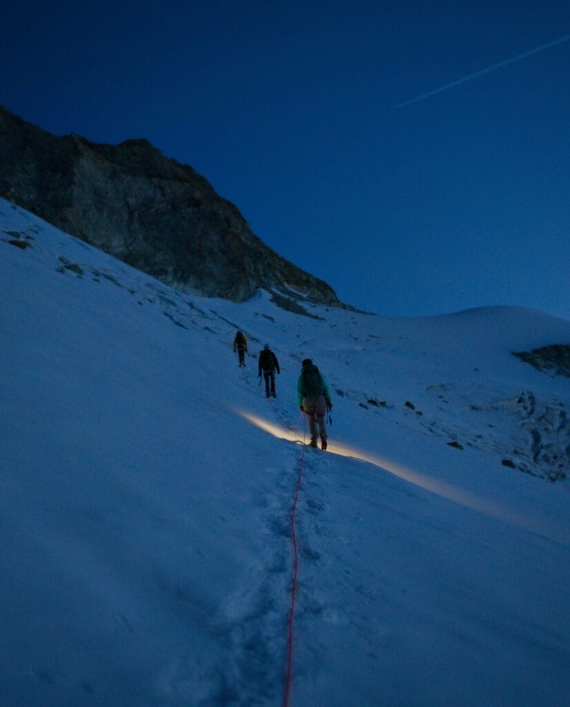 traversée du glacier de l'Aiguille