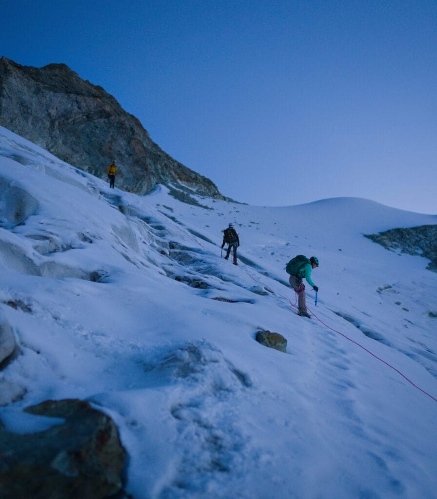 sur le glacier de l'Aiguille