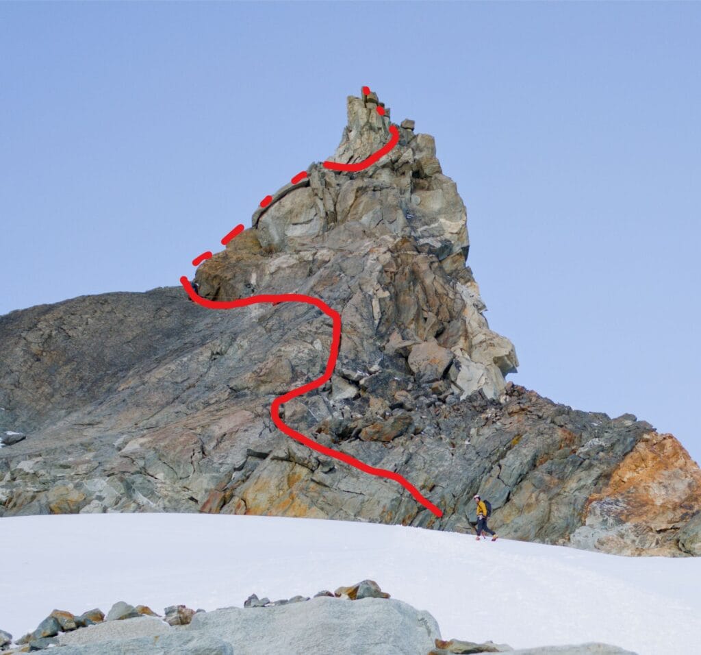 Itin&eacute;raire de mont&eacute;e de l'aiguille de la Tsa