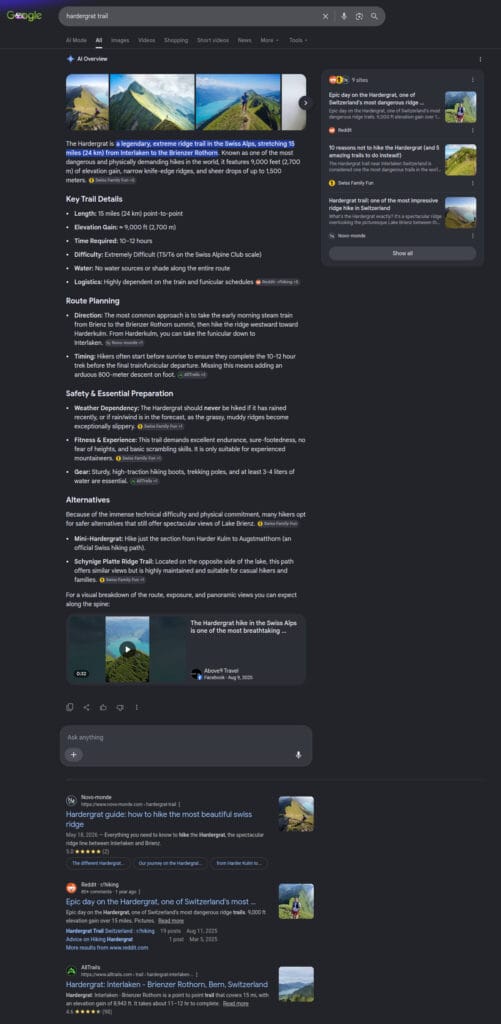 résultat de recherche dans google après avoir cliqué sur l'AI overview