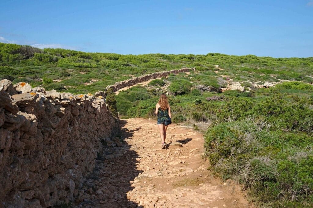 Fabienne on the GR 223 trail north of Menorca