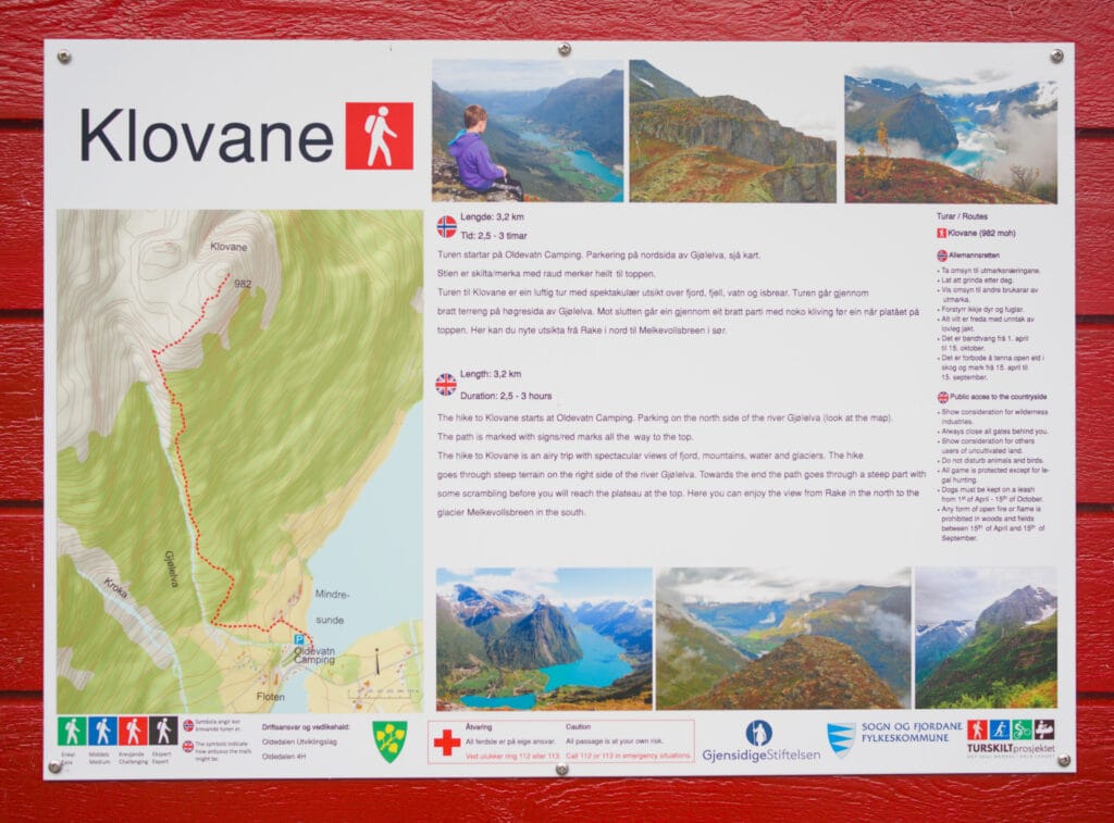 panneau d'info sur le Klovane