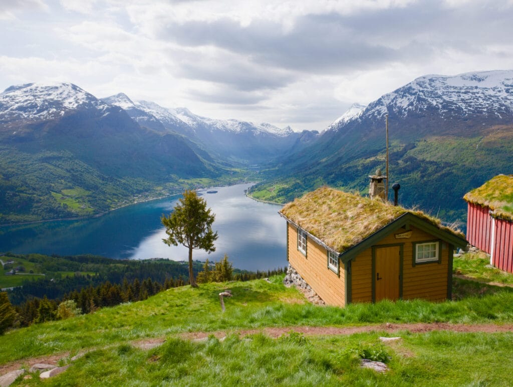 maisons norvégienne toit végétalisé