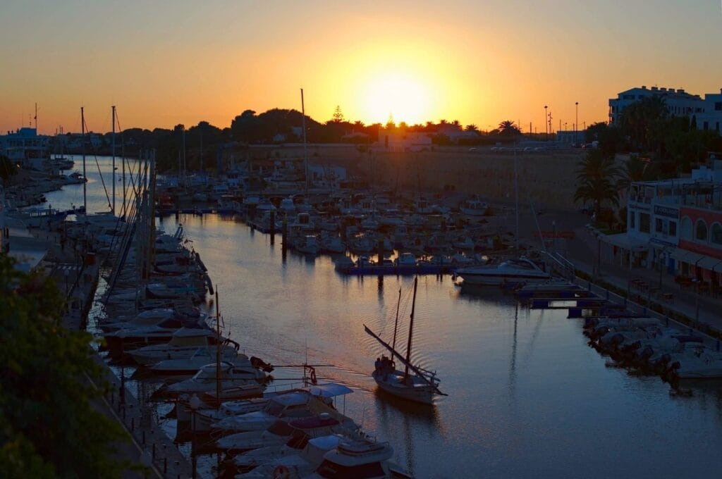 sunset over the port of Ciutadella