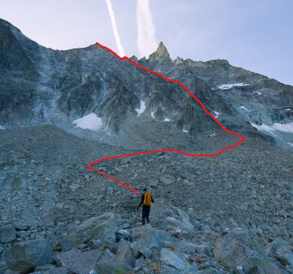 l'approche et l'arête W de la Dent de Tsalion