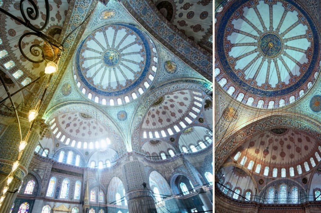 les coupoles à l'intérieur de la mosquée bleue