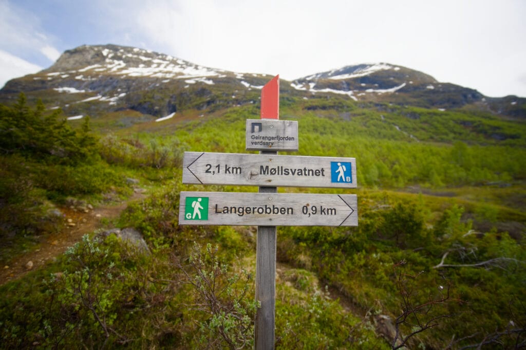 panneau de randonnée Møllsvatnet